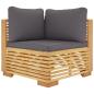 Preview: Garten-Ecksofa mit Dunkelgrauen Kissen Massivholz Teak
