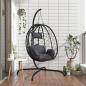 Preview: ARDEBO.de - Hängesessel mit Kissen Anthrazit Poly Rattan & Stahl