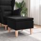Preview: ARDEBO.de - Hocker mit Holzbeinen Schwarz Stoff