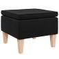 Preview: Hocker mit Holzbeinen Schwarz Stoff