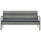 Preview: Gartensofa 3-Sitzer mit Kissen Grau Poly Rattan