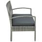 Preview: Gartensofa 3-Sitzer mit Kissen Grau Poly Rattan