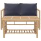 Preview: 2-tlg. Garten-Lounge-Set mit Dunkelgrauen Kissen Bambus
