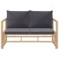 Preview: 2-tlg. Garten-Lounge-Set mit Dunkelgrauen Kissen Bambus