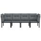 Preview: 4-tlg. Garten-Lounge-Set Schwarz und Grau Poly Rattan