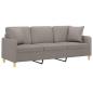 Preview: 3-Sitzer-Sofa mit Zierkissen Taupe 180 cm Stoff