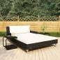 Preview: ARDEBO.de - 2-Personen-Sonnenliege mit Auflagen Poly Rattan Schwarz