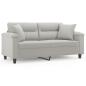 Preview: 2-Sitzer-Sofa mit Kissen Hellgrau 140 cm Mikrofasergewebe