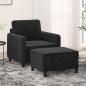 Preview: ARDEBO.de - Sessel mit Hocker Schwarz 60 cm Samt