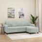 Preview: ARDEBO.de - 3-Sitzer-Sofa mit Hocker Hellgrau 180 cm Samt