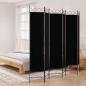 Preview: ARDEBO.de - 6-tlg. Paravent Schwarz 240x200 cm Stoff