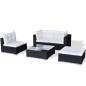 Preview: 5-tlg. Garten-Lounge-Set mit Kissen Poly Rattan Schwarz