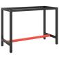 Preview: ARDEBO.de - Werkbankgestell Mattschwarz und Mattrot 110x50x79 cm Metall