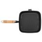 Preview: Grillpfanne mit Holzgriff Gusseisen 20 x 20 cm