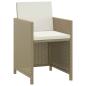 Preview: 3-tlg. Garten-Essgruppe mit Kissen Poly Rattan Beige