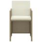 Preview: 3-tlg. Garten-Essgruppe mit Kissen Poly Rattan Beige