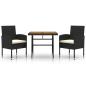 Preview: 3-tlg. Garten-Essgruppe Poly Rattan Schwarz