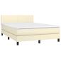 Preview: Boxspringbett mit Matratze & LED Creme 140x190 cm Kunstleder