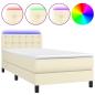 Preview: Boxspringbett mit Matratze & LED Creme 90x190 cm Kunstleder