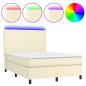 Preview: Boxspringbett mit Matratze & LED Creme 140x190 cm Kunstleder