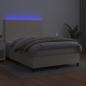 Preview: Boxspringbett mit Matratze & LED Creme 140x190 cm Kunstleder