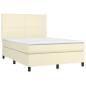 Preview: Boxspringbett mit Matratze & LED Creme 140x190 cm Kunstleder