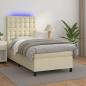 Preview: ARDEBO.de - Boxspringbett mit Matratze & LED Creme 80x200 cm Kunstleder