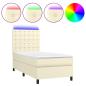 Preview: Boxspringbett mit Matratze & LED Creme 80x200 cm Kunstleder