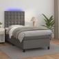 Preview: ARDEBO.de - Boxspringbett mit Matratze & LED Grau 80x200 cm Kunstleder