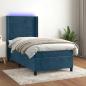 Preview: ARDEBO.de - Boxspringbett mit Matratze & LED Dunkelblau 80x200 cm Samt