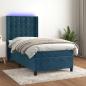 Preview: ARDEBO.de - Boxspringbett mit Matratze & LED Dunkelblau 80x200 cm Samt