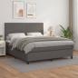 Preview: ARDEBO.de - Boxspringbett mit Matratze Grau 160x200 cm Kunstleder