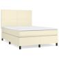 Preview: Boxspringbett mit Matratze Creme 140x190 cm Kunstleder