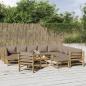 Preview: ARDEBO.de - 12-tlg. Garten-Lounge-Set mit Kissen Taupe Bambus