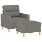 Preview: Sessel mit Hocker Dunkelgrau 60 cm Stoff