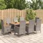 Preview: ARDEBO.de - 9-tlg. Garten-Essgruppe mit Kissen Grau Poly Rattan