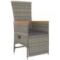 Preview: 9-tlg. Garten-Essgruppe mit Kissen Grau Poly Rattan