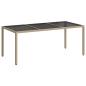 Preview: Gartentisch Beige 190x90x75 cm Gehärtetes Glas und Poly Rattan