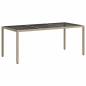 Preview: Gartentisch Beige 190x90x75 cm Gehärtetes Glas und Poly Rattan
