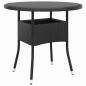 Preview: ARDEBO.de - Gartentisch Ø80x75 cm Hartglas und Poly Rattan Schwarz