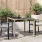 Preview: ARDEBO.de - Gartentisch 90x90x75 cm Gehärtetes Glas Poly Rattan Beige
