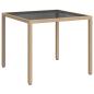 Preview: Gartentisch 90x90x75 cm Gehärtetes Glas Poly Rattan Beige
