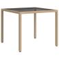 Preview: Gartentisch 90x90x75 cm Gehärtetes Glas Poly Rattan Beige