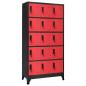 Preview: ARDEBO.de - Schließfachschrank Anthrazit und Rot 90x40x180 cm Stahl