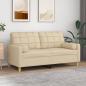 Preview: ARDEBO.de - 2-Sitzer-Sofa mit Zierkissen Creme 140 cm Stoff