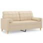 Preview: 2-Sitzer-Sofa mit Zierkissen Creme 140 cm Stoff