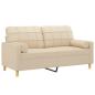 Preview: 2-Sitzer-Sofa mit Zierkissen Creme 140 cm Stoff