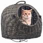 Preview: ARDEBO.de - Katzen-Transportkorb Grau 50x42x40 cm Natürliche Weide