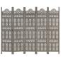 Preview: 5tlg. Raumteiler Handgeschnitzt Grau 200×165cm Mango Massivholz