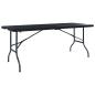 Preview: ARDEBO.de - Gartentisch Klappbar Schwarz 180×75×72 cm HDPE Rattan-Optik